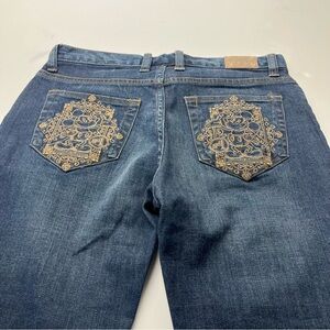 Walt Disney Parks Bootcut Jeans Mickey Mouse Embroidered Women Size 2 Blue Denim